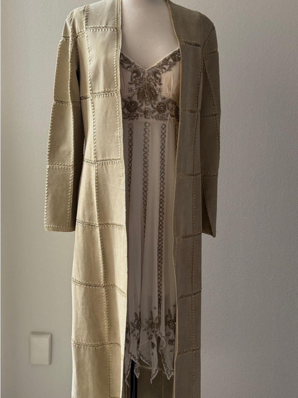 Vintage Boho Suede Maxi Jacket